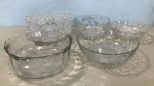 Clear Glass Serving Bowls and Cut Glass Bowl