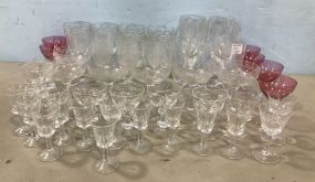 Group of Etched and Clear Glassware