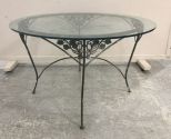 Outdoor Metal Base Glass Patio Table