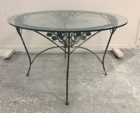 Outdoor Metal Base Glass Patio Table