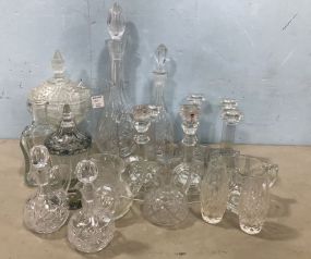 Clear Glass Decanters and Candle Holders