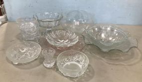 Embossed and Clear Glass Serve Ware