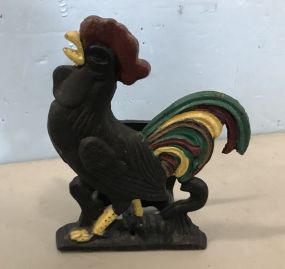 Vintage Metal Painted Rooster Napkin Holder