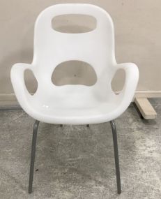 Contemporary White Arm Side Chair