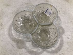 Vintage Opalescent Divided Footed Dish
