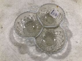 Vintage Opalescent Divided Footed Dish