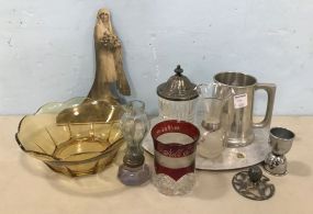 Glass Ware Bowl, Vases, and Silver Plate