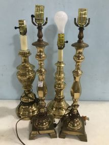 Four Brass Table Lamps