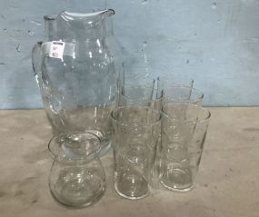Etched Glass Water Set