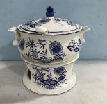 Japanese Blue and White Tureen and Warmer Stand