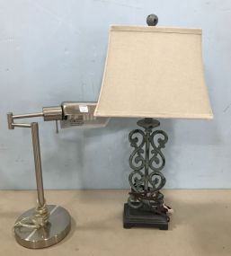 Ornate Resin Metal Style Lamp and Stainless Metal Desk Lamp