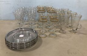 Group of Stemware Glasses and Plates