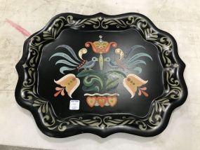 Bird Painted Tin Serving Tray