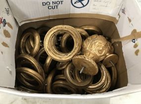 Box Lot of Curtains Rings and Ends