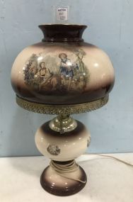 Vintage Hand Painted Globe Lamp