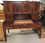 Very Nice Antique Burl Mahogany Plantation Desk