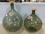 Two Large Champagne Glass Jugs