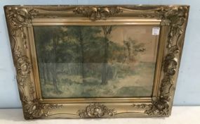 Vintage Landscape Watercolor Signed Krug