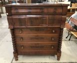 Antique Mahogany Barley Twist Scottish Chest of Drawers Dresser