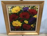 Large Modern Giclee Painting of Sunflowers in Gold Gilt Frame