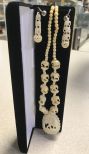 Bone Carved Elephant Necklace and Earrings