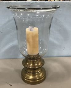 Large Glass and Brass Center Piece Candle Holder