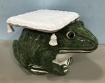 Large Hand Painted Ceramic Frog Planter Stand