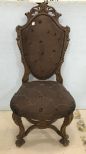 Antique Reproduction Heavily Carved Shield Back Hall Chair