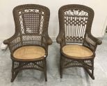 American Victorian Wicker Rocking Arm Chairs