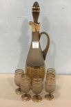 Vintage Bohemian Glass Decanter and Cups