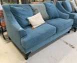 Modern Turquoise Fabric Love Seat