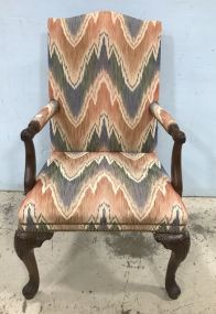 Mahogany Chippendale flame Stitch Clawfoot Arm Chair