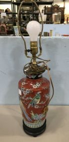 Hand Painted Oriental Style Porcelain Vase Lamp