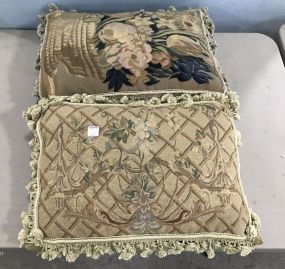 Pair of Needle Point Throw Pillows