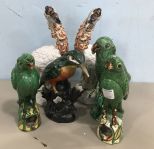 Group of Hand Painted Bird Statues