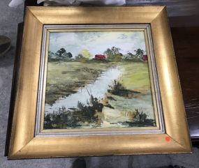 Landscape Painting On Canvas Signed Sina