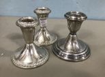 Three Weighed Sterling Candle Holders