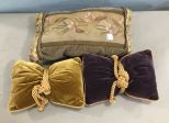 Needlepoint Throw Pillow and Two Small Felt Pillows
