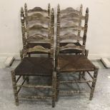 Vintage Painted Ladder Back Dinning Chairs
