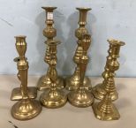 Group of Brass Colonial Style Candle Holders