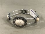 New Silver Tone Bracelet with Faux Stone