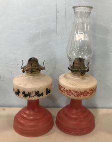 Pair of Vintage Painted Oil Lamps