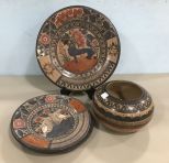 Hand Painted Mexico Pottery Chargers and Bowl