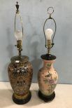 Pair of Hand Painted Ceramic Vase Lamps
