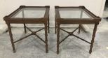 Pair of French Style Glass Top Side Tables