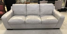 White Vinyl Three Cushion Sofa