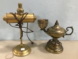 Two Vintage Brass Desk Lamps