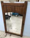 Vintage Primitive Style Oak Finish Wall Mirror