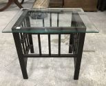 Modern Metal Glass Top Accent Table