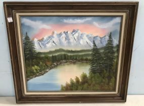 Mountain Scene Painting on Canvas